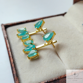 Aqua Chalcedony Ear Jacket, 925 Sterling Silver Earring, Gemstone Ear Jackets, Dainty Ear Jacket, Minimalist Earring, Designer Earring, Gift